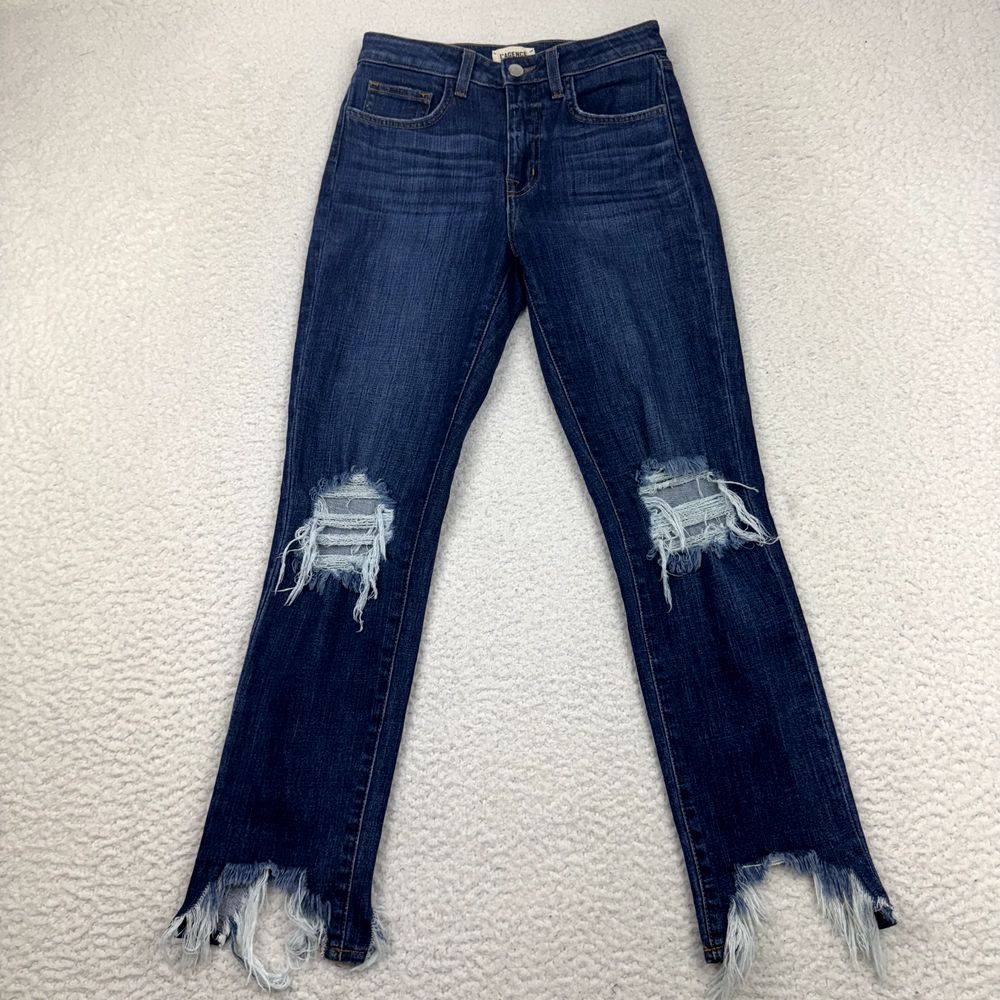 L'agence Jeans Women's 25 High Line Skinny Blue Distressed Stretch Destroyed